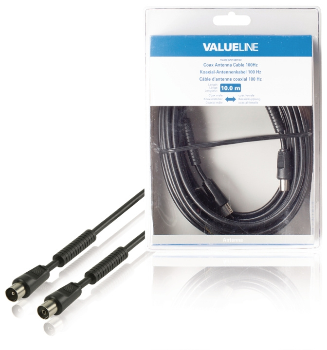 Valueline Koaxialkabel 100 dB Koax Hane - Koax Hona 10.0 m Svart i gruppen HEMELEKTRONIK / Kablar & Adaptrar / Antennkablar & Tillbehör / Antennkablar hos TP E-commerce Nordic AB (C11542)