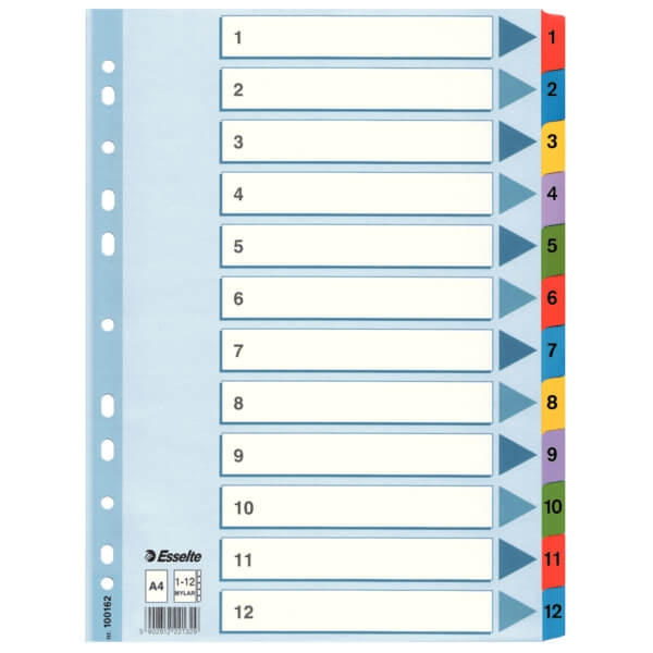 ESSELTE Register Mylar A4/1-12 Multifärgat i gruppen HEM, HUSHÅLL & TRÄDGÅRD / Kontorsmaterial / Övriga kontorsmaterial hos TP E-commerce Nordic AB (C11983)