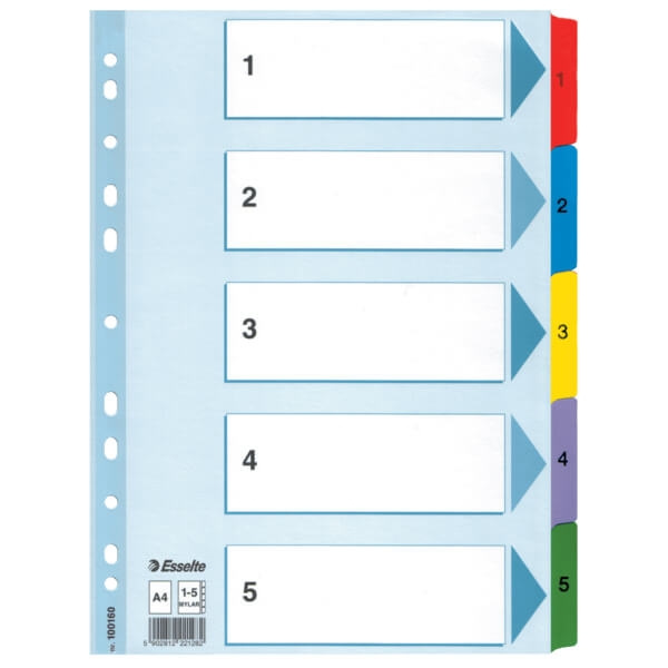 ESSELTE Register Mylar A4/1-5 i gruppen HEM, HUSHÅLL & TRÄDGÅRD / Kontorsmaterial / Övriga kontorsmaterial hos TP E-commerce Nordic AB (C11986)