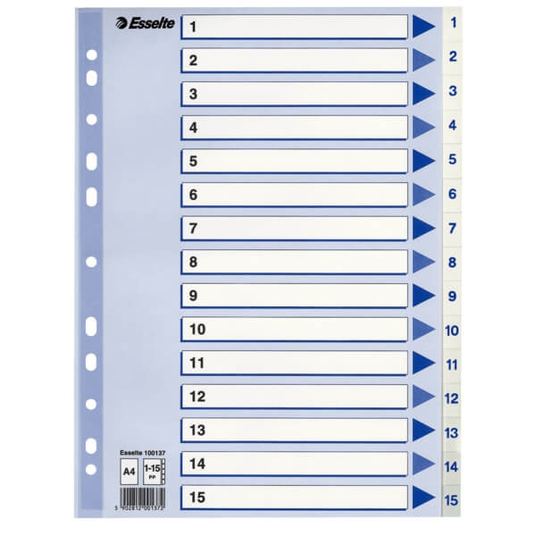 ESSELTE Register Non-Stop A4/1-15 Vit i gruppen HEM, HUSHÅLL & TRÄDGÅRD / Kontorsmaterial / Övriga kontorsmaterial hos TP E-commerce Nordic AB (C11989)