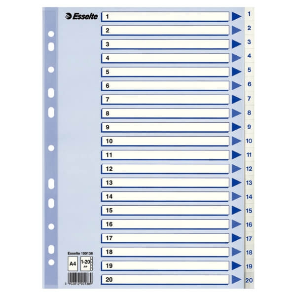 ESSELTE Register Non-Stop A4/1-20 Vit i gruppen HEM, HUSHÅLL & TRÄDGÅRD / Kontorsmaterial / Övriga kontorsmaterial hos TP E-commerce Nordic AB (C11990)