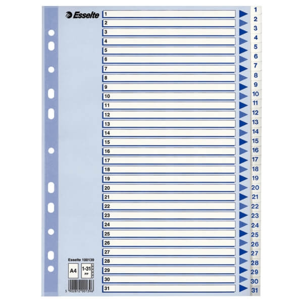 ESSELTE Register Non-Stop A4/1-31 Vit i gruppen HEM, HUSHÅLL & TRÄDGÅRD / Kontorsmaterial / Övriga kontorsmaterial hos TP E-commerce Nordic AB (C11991)