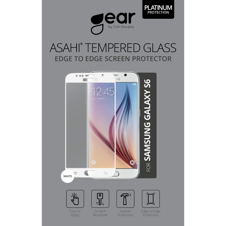 GEAR Härdat Glas 3D Full Cover Vit Samsung S6 i gruppen SMARTPHONE & SURFPLATTOR / Mobilskydd / Samsung hos TP E-commerce Nordic AB (C12363)