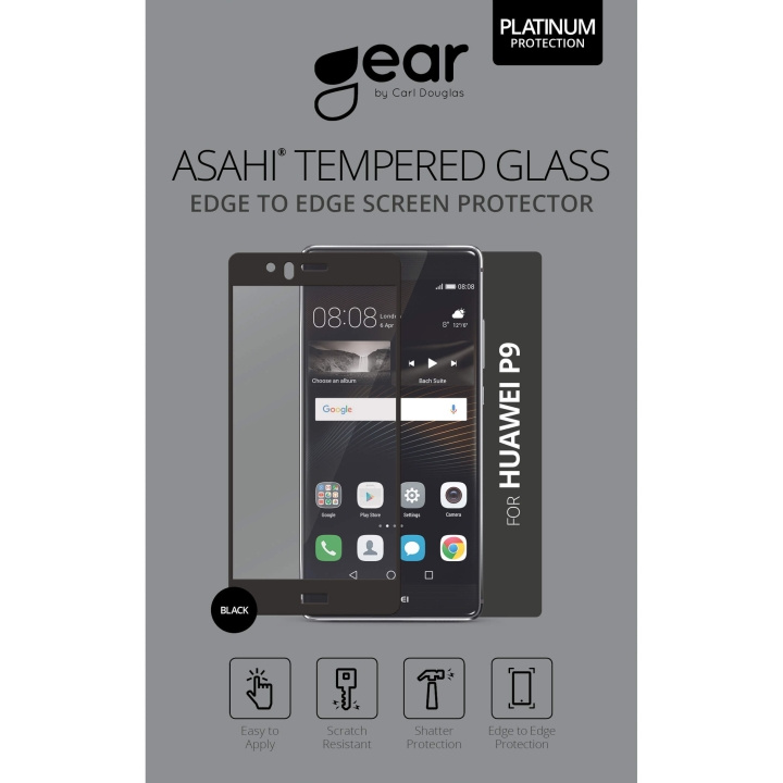 GEAR Härdat Glas 3D Full Cover Svart Huawei P9 i gruppen SMARTPHONE & SURFPLATTOR / Mobilskydd / Huawei hos TP E-commerce Nordic AB (C12368)