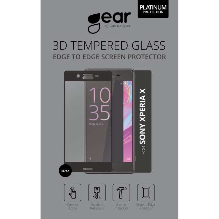 GEAR Härdat Glas 3D Full Cover Svart Xperia X i gruppen SMARTPHONE & SURFPLATTOR / Mobilskydd / Sony hos TP E-commerce Nordic AB (C12374)