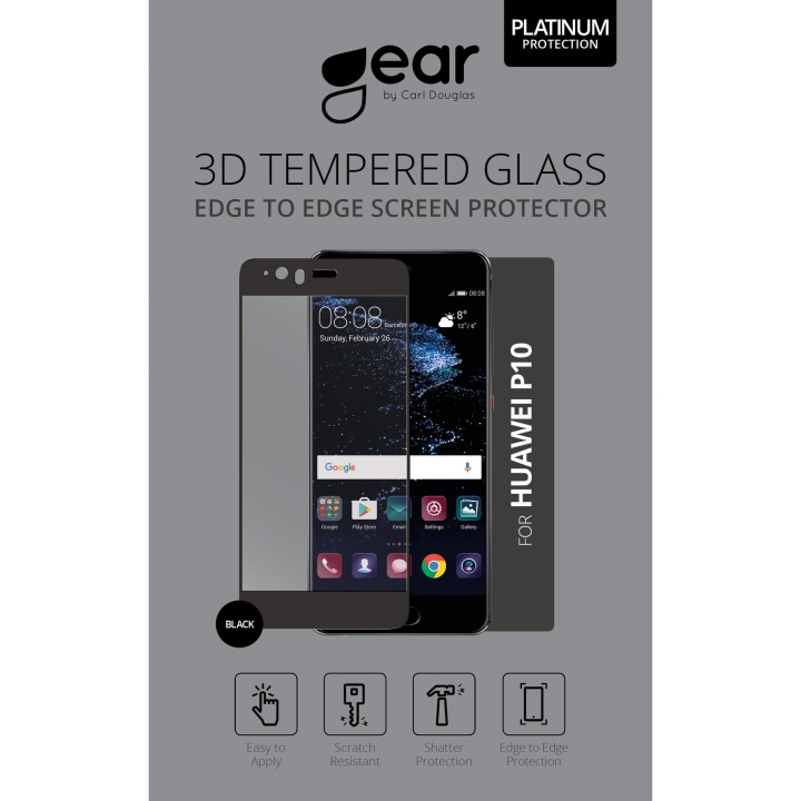 Gear Härdat Glas 3D Full Cover Svart Huawei P10 i gruppen SMARTPHONE & SURFPLATTOR / Mobilskydd / Huawei/Honor hos TP E-commerce Nordic AB (C12385)