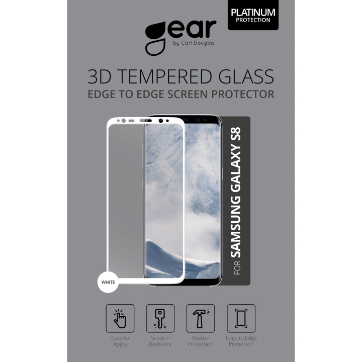 GEAR Härdat Glas 3D Full Cover Vit Samsung S8 i gruppen SMARTPHONE & SURFPLATTOR / Mobilskydd / Samsung hos TP E-commerce Nordic AB (C12386)