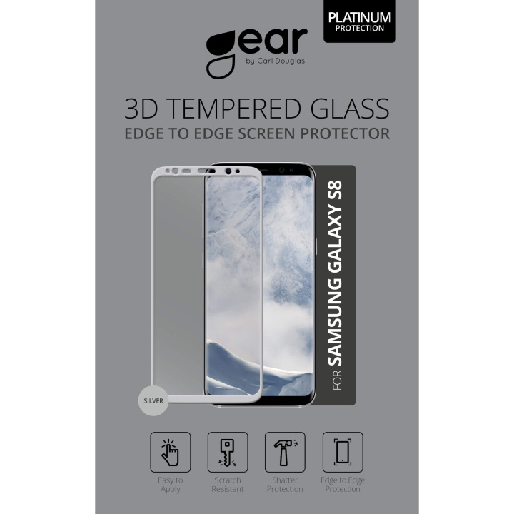 GEAR Härdat Glas 3D Full Cover Silver Samsung S8 i gruppen SMARTPHONE & SURFPLATTOR / Mobilskydd / Samsung hos TP E-commerce Nordic AB (C12387)