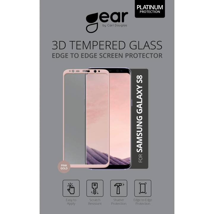 GEAR Härdat Glas 3D Full Cover Rosegold Samsung S8 i gruppen SMARTPHONE & SURFPLATTOR / Mobilskydd / Samsung hos TP E-commerce Nordic AB (C12389)
