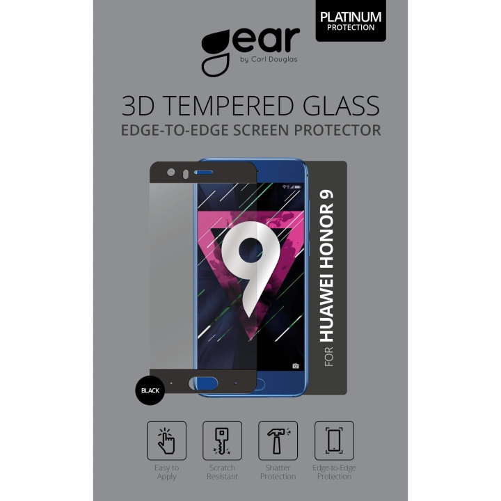 GEAR Härdat Glas 3D Full Cover Svart Huawei Honor 9 i gruppen SMARTPHONE & SURFPLATTOR / Mobilskydd / Huawei hos TP E-commerce Nordic AB (C12395)
