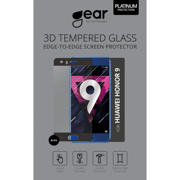 Gear Härdat Glas 3D Full Cover Svart Huawei Honor 9 i gruppen SMARTPHONE & SURFPLATTOR / Mobilskydd / Huawei/Honor hos TP E-commerce Nordic AB (C12395)