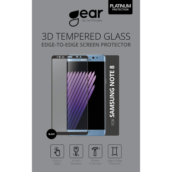 GEAR Härdat Glas 3D Full Cover Svart Samsung Note 8 i gruppen SMARTPHONE & SURFPLATTOR / Mobilskydd / Samsung hos TP E-commerce Nordic AB (C12398)