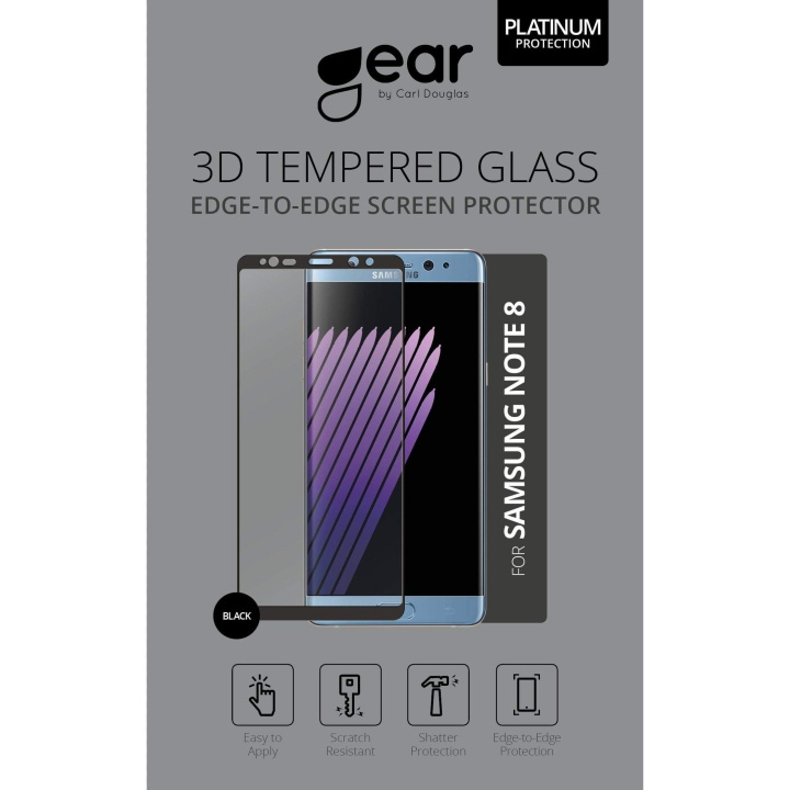Gear Härdat Glas 3D Full Cover Svart Samsung Note 8 i gruppen SMARTPHONE & SURFPLATTOR / Mobilskydd / Samsung hos TP E-commerce Nordic AB (C12398)