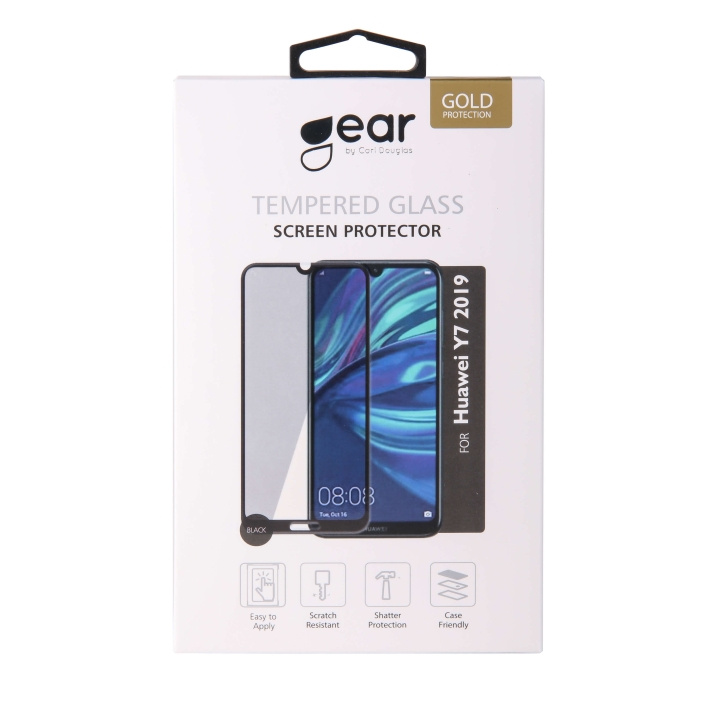 GEAR Härdat Glas 3D Full Cover Svart Huawei Y7 2019 i gruppen SMARTPHONE & SURFPLATTOR / Mobilskydd / Huawei hos TP E-commerce Nordic AB (C12411)