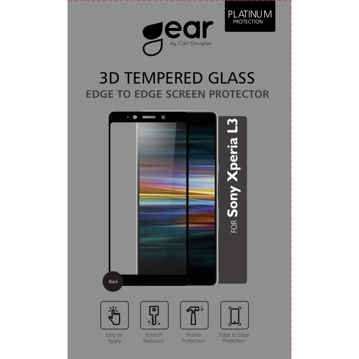 GEAR Härdat Glas 3D Full Cover Black Sony L3 i gruppen SMARTPHONE & SURFPLATTOR / Mobilskydd / Sony hos TP E-commerce Nordic AB (C12413)