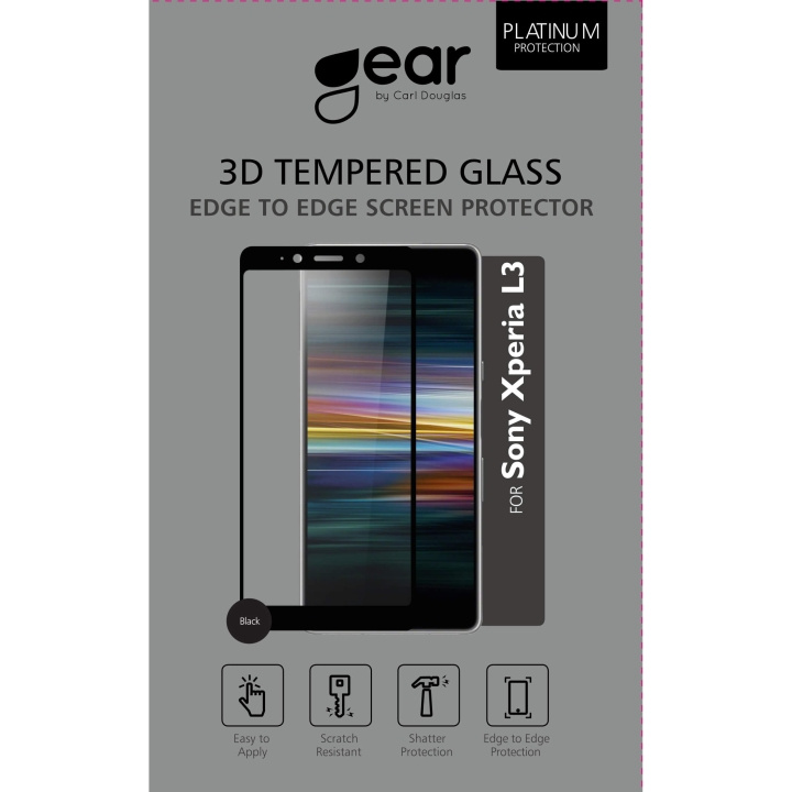 Gear Härdat Glas 3D Full Cover Black Sony L3 i gruppen SMARTPHONE & SURFPLATTOR / Mobilskydd / Sony hos TP E-commerce Nordic AB (C12413)
