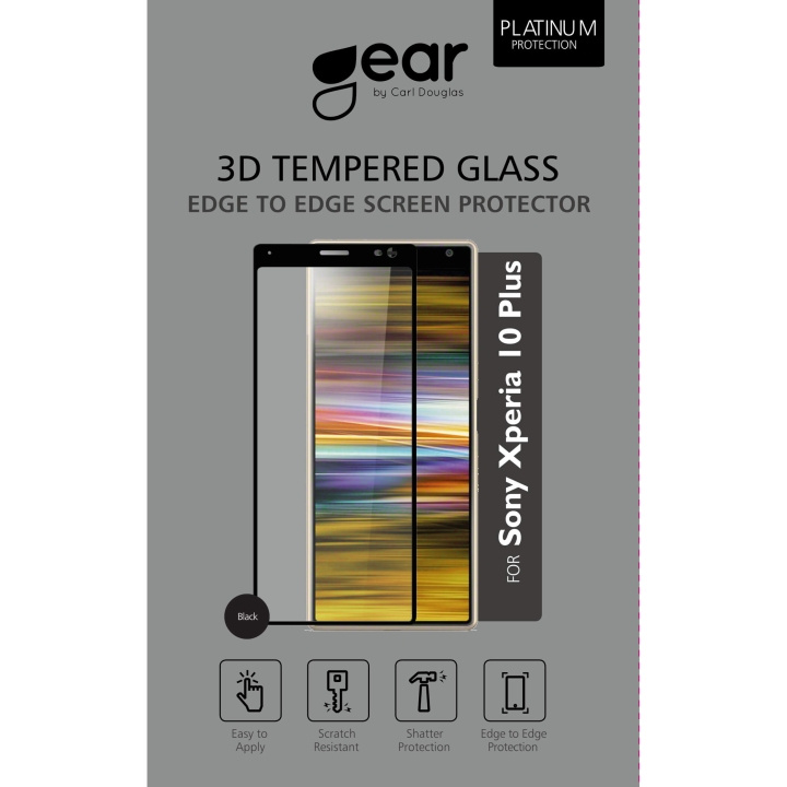 GEAR Härdat Glas 3D Full Cover Black Sony Xperia 10 Plus i gruppen SMARTPHONE & SURFPLATTOR / Mobilskydd / Sony hos TP E-commerce Nordic AB (C12414)