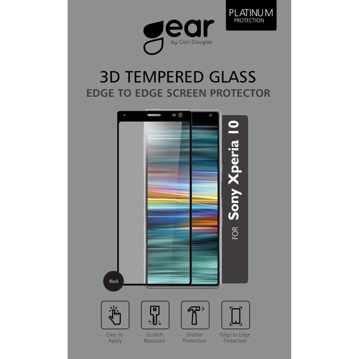 Gear Härdat Glas 3D Full Cover Black Sony Xperia 10 i gruppen SMARTPHONE & SURFPLATTOR / Mobilskydd / Sony hos TP E-commerce Nordic AB (C12415)