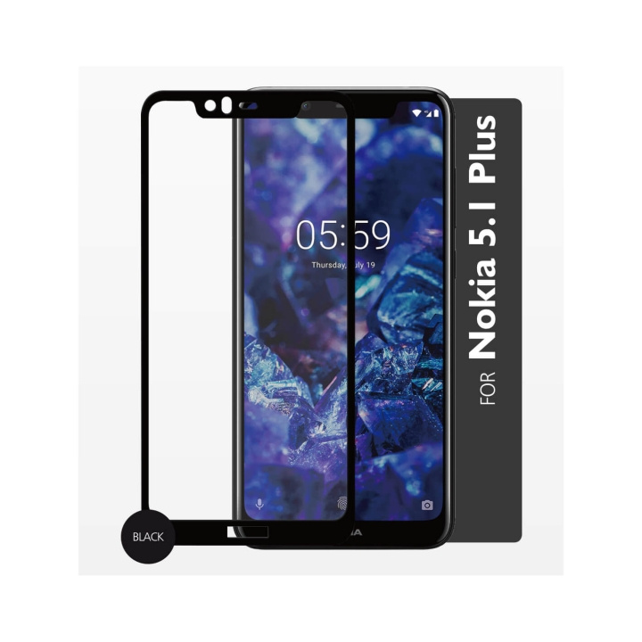 GEAR Härdat Glas 2,5D Full Cover Nokia 5.1 Plus i gruppen SMARTPHONE & SURFPLATTOR / Mobilskydd / Nokia/Microsoft hos TP E-commerce Nordic AB (C12417)