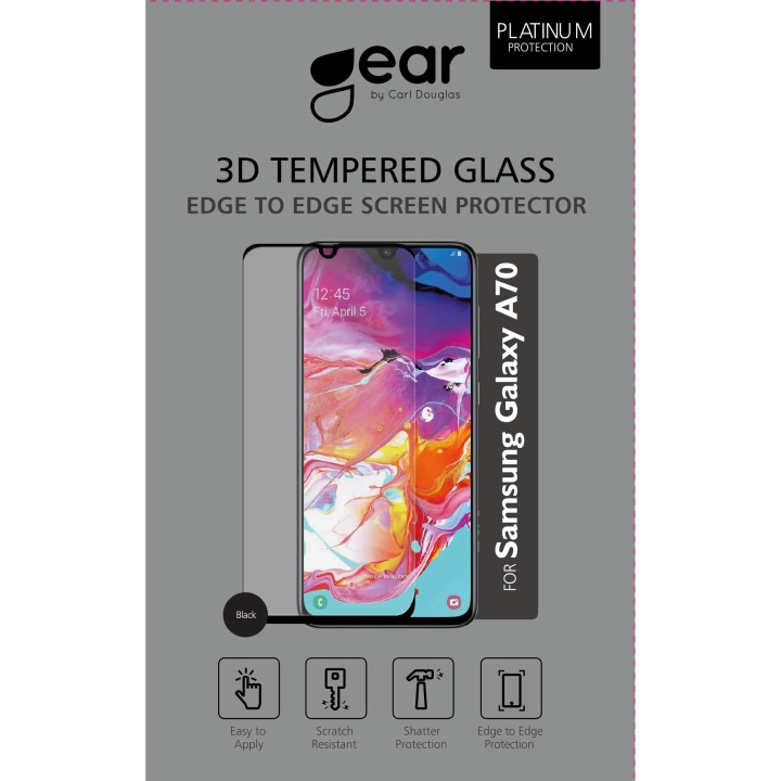 Gear Härdat Glas 3D Full Cover Black Samsung A70 i gruppen SMARTPHONE & SURFPLATTOR / Mobilskydd / Samsung hos TP E-commerce Nordic AB (C12420)
