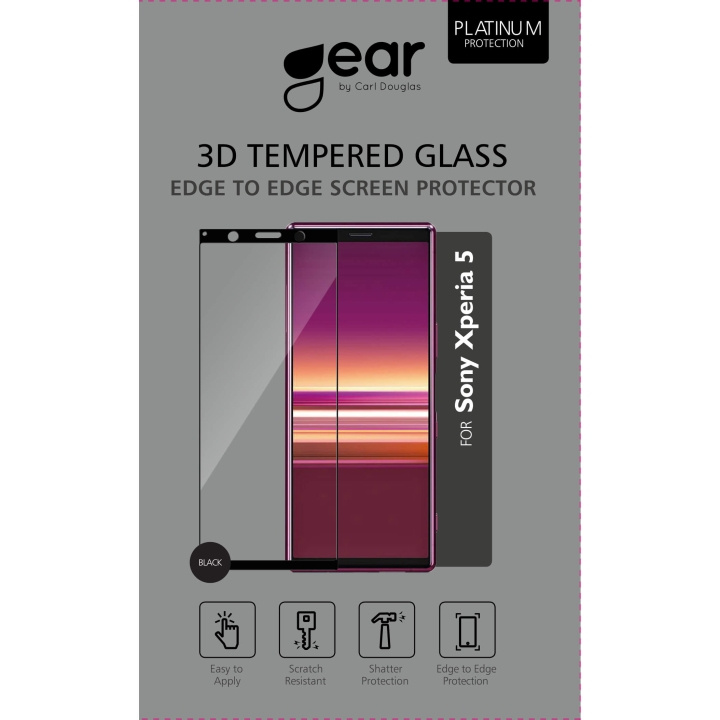 GEAR Härdat Glas 3D Full Cover Black Sony Xperia 5 i gruppen SMARTPHONE & SURFPLATTOR / Mobilskydd / Sony hos TP E-commerce Nordic AB (C12433)