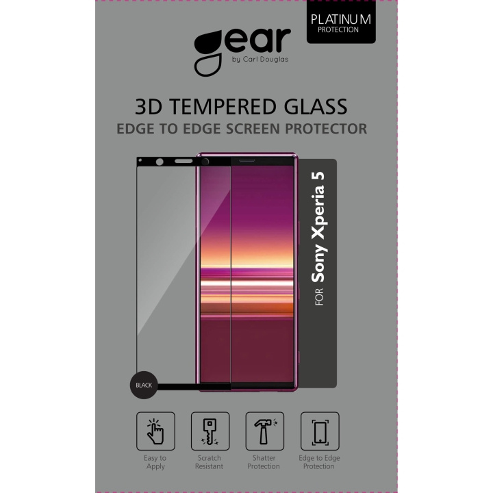 Gear Härdat Glas 3D Full Cover Black Sony Xperia 5 i gruppen SMARTPHONE & SURFPLATTOR / Mobilskydd / Sony hos TP E-commerce Nordic AB (C12433)