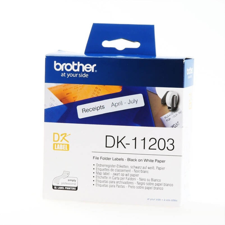 BROTHER Etiketter DK11203 17x87mm Svart på Vit i gruppen DATORER & KRINGUTRUSTNING / Skrivare & Tillbehör / Bläck & Toner / Bläckpatroner / Brother hos TP E-commerce Nordic AB (C12637)