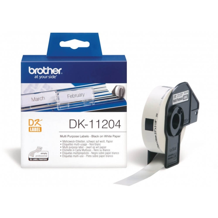 Brother Etiketter DK11204 17x54mm Svart på Vit i gruppen DATORER & KRINGUTRUSTNING / Skrivare & Tillbehör / Bläck & Toner / Bläckpatroner / Brother hos TP E-commerce Nordic AB (C12638)