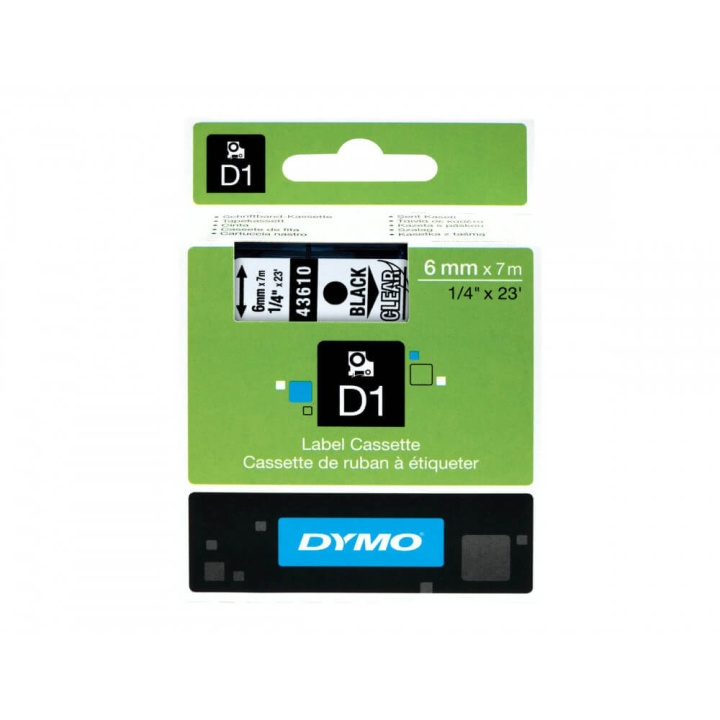 dymo Färgband S0720770 43610 6mm Svart på Transparent i gruppen DATORER & KRINGUTRUSTNING / Skrivare & Tillbehör / Skrivare / Märkmaskiner & Tillbehör / Tejp hos TP E-commerce Nordic AB (C12692)