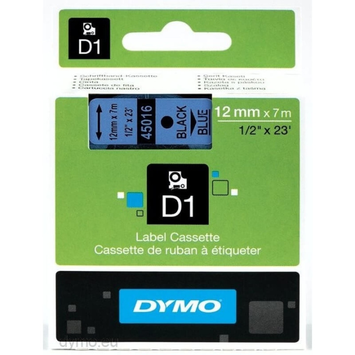 dymo Färgband S0720560 45016 12mm Svart på Blå i gruppen DATORER & KRINGUTRUSTNING / Skrivare & Tillbehör / Skrivare / Märkmaskiner & Tillbehör / Tejp hos TP E-commerce Nordic AB (C12698)