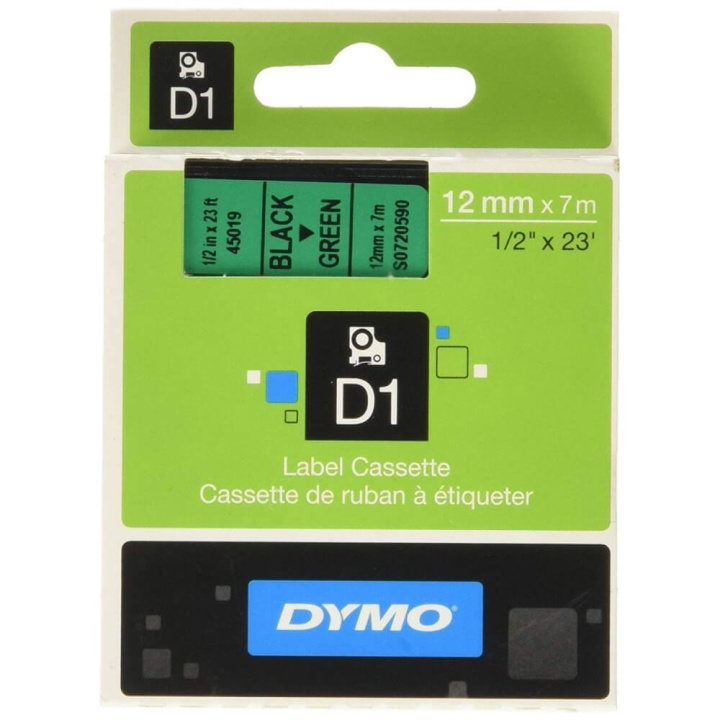 dymo Färgband S0720590 45019 12mm Svart på Grön i gruppen DATORER & KRINGUTRUSTNING / Skrivare & Tillbehör / Skrivare / Märkmaskiner & Tillbehör / Tejp hos TP E-commerce Nordic AB (C12701)