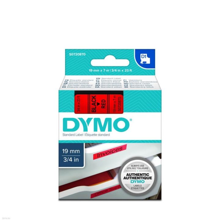 DYMO Färgband S0720870 45807 19mm Svart på Röd i gruppen DATORER & KRINGUTRUSTNING / Skrivare & Tillbehör / Skrivare / Märkmaskiner & Tillbehör / Tejp hos TP E-commerce Nordic AB (C12705)