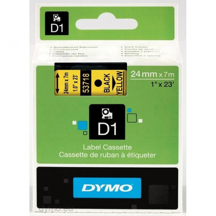 dymo Färgband S0720980 53718 24mm Svart på Gul i gruppen DATORER & KRINGUTRUSTNING / Skrivare & Tillbehör / Skrivare / Märkmaskiner & Tillbehör / Tejp hos TP E-commerce Nordic AB (C12710)