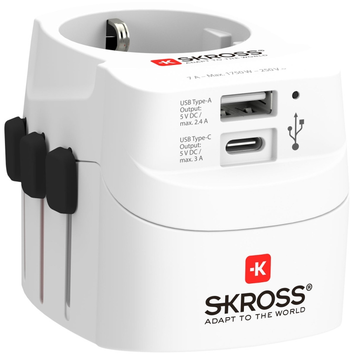 SKROSS World Adapter PRO Light (1xUSB-C & 1xUSB-A) i gruppen HEM, HUSHÅLL & TRÄDGÅRD / El & Belysning / Reseadaptrar hos TP E-commerce Nordic AB (C12752)