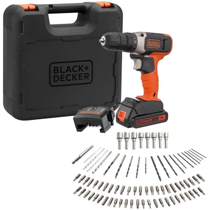 Black & Decker Skruvdragare 18V m tillbehör & Väska i gruppen HEM, HUSHÅLL & TRÄDGÅRD / Verktyg / Skruvdragare hos TP E-commerce Nordic AB (C12972)