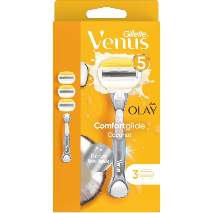 Gillette Rakhyvel Comfortglide Coconut w Olay 3st i gruppen SKÖNHET & HÄLSA / Hår & Styling / Rakning & Trimning / Rakhyvlar & Tillbehör hos TP E-commerce Nordic AB (C13101)