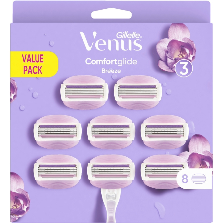 Gillette Venus Rakblad Comfortglide Breeze 8st i gruppen SKÖNHET & HÄLSA / Hår & Styling / Rakning & Trimning / Rakhyvlar & Tillbehör hos TP E-commerce Nordic AB (C13123)