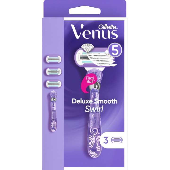 Gillette Venus Rakhyvel Deluxe Smooth Swirl 3st rakblad i gruppen SKÖNHET & HÄLSA / Hår & Styling / Rakning & Trimning / Rakhyvlar & Tillbehör hos TP E-commerce Nordic AB (C13130)