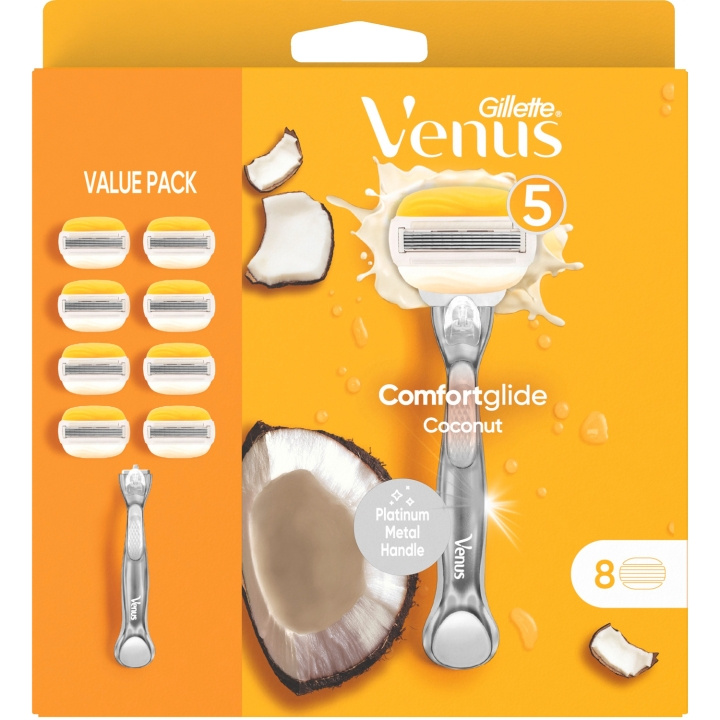 Gillette Venus Rakhyvel Comfortglide Coconut w Olay 8st i gruppen SKÖNHET & HÄLSA / Hår & Styling / Rakning & Trimning / Rakhyvlar & Tillbehör hos TP E-commerce Nordic AB (C13131)