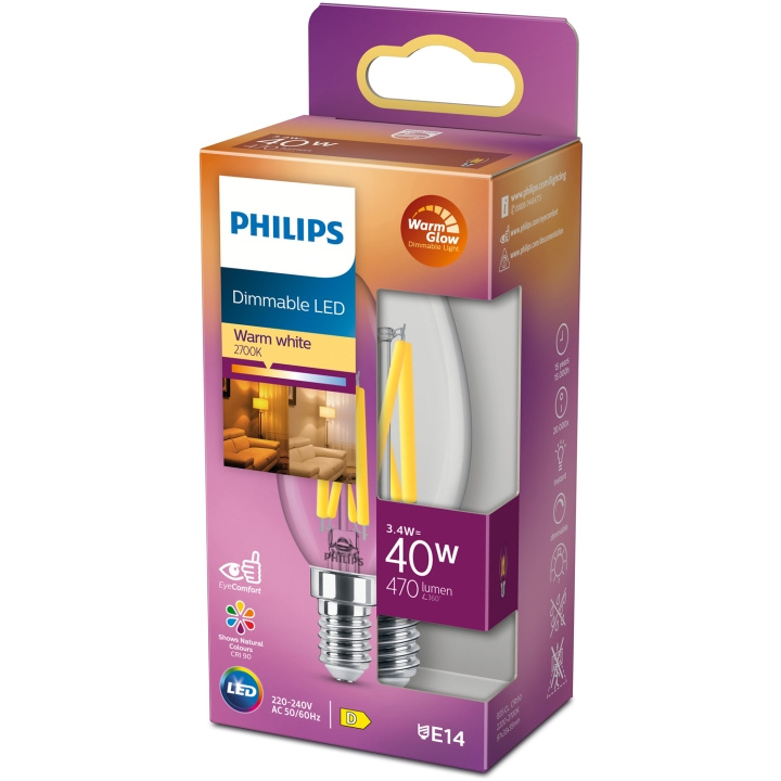 Philips LED E14 Kron 3,4W (40W) Klar Dim WarmGlow 470 i gruppen HEMELEKTRONIK / Belysning / LED-lampor hos TP E-commerce Nordic AB (C13211)