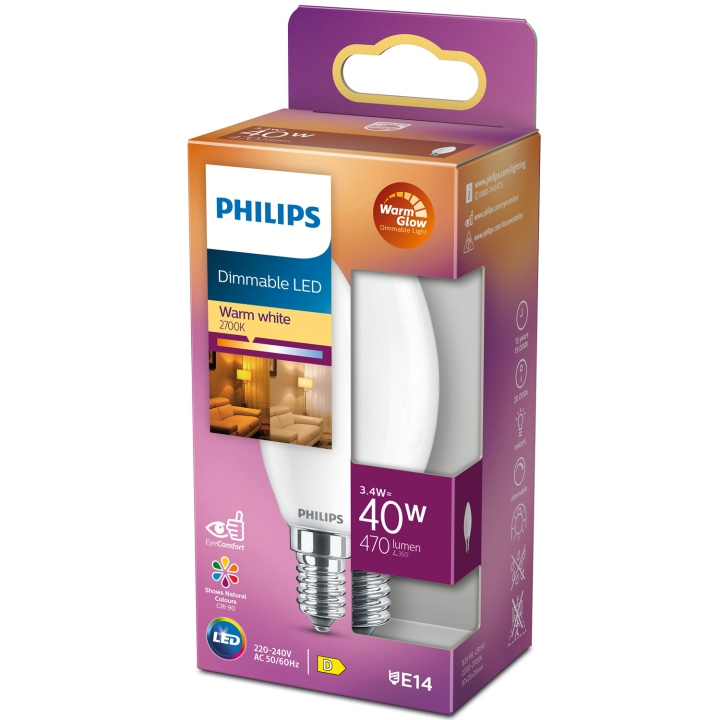 Philips LED E14 Kron 3,4W (40W) Frost Dim WarmGl 470 i gruppen HEMELEKTRONIK / Belysning / LED-lampor hos TP E-commerce Nordic AB (C13212)