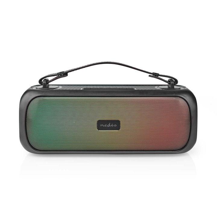 Nedis Bluetooth® Party Boombox | 4.5 timmar | 2.0 | 45 W | Uppspelning av media: AUX / USB | IPX5 | Synkroniseringsbar | Bärhandtag | Festljus | Svart i gruppen HEMELEKTRONIK / Ljud & Bild / Högtalare & Tillbehör / Bluetooth-högtalare / Bärbara högtalare hos TP E-commerce Nordic AB (C13568)
