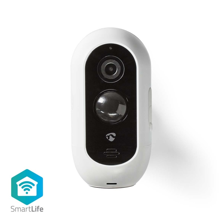 SmartLife Utomhus Kamera | Wi-Fi | 1920x1080 | IP65 | Max. batteritid: 6 månader | microSD (ingår inte) / Molnlagring (tillval) | 5 V DC | Med rörelsesensor | Nattsikt | Vit