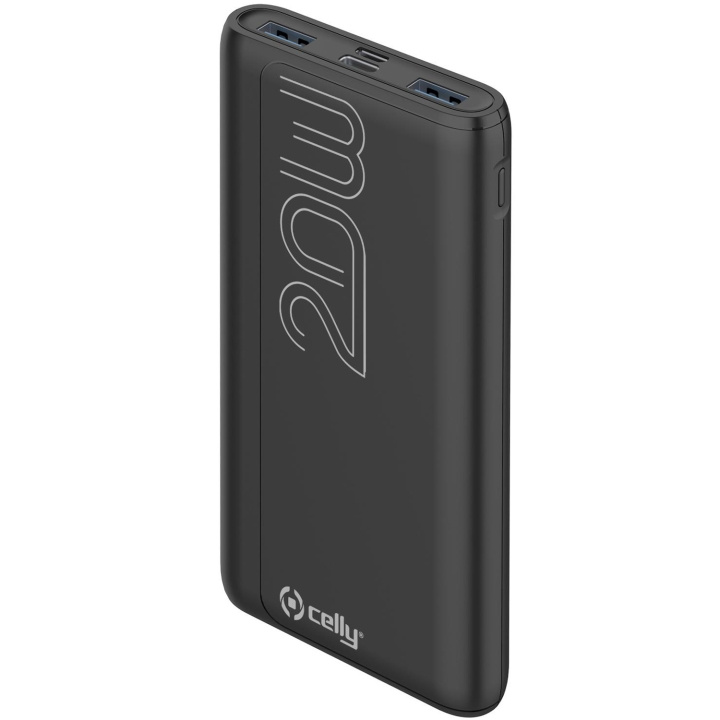 Celly PowerBank 10.000 mAh 20W PD Svart i gruppen SMARTPHONE & SURFPLATTOR / Laddare & Kablar / Powerbanks hos TP E-commerce Nordic AB (C13590)