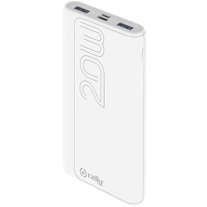 Celly PowerBank 10.000 mAh 20W PD Vit i gruppen SMARTPHONE & SURFPLATTOR / Laddare & Kablar / Powerbanks hos TP E-commerce Nordic AB (C13591)