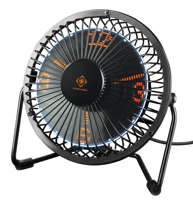 deltaco_gaming USB desktop fan with clock, black i gruppen HEM, HUSHÅLL & TRÄDGÅRD / Fläktar & Klimatprodukter / Bordsfläktar hos TP E-commerce Nordic AB (C13801)