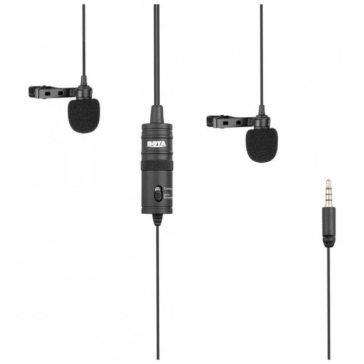 BOYA Dual omni-directional lavalier mic, black i gruppen HEMELEKTRONIK / Ljud & Bild / Handhållna mikrofoner hos TP E-commerce Nordic AB (C13917)