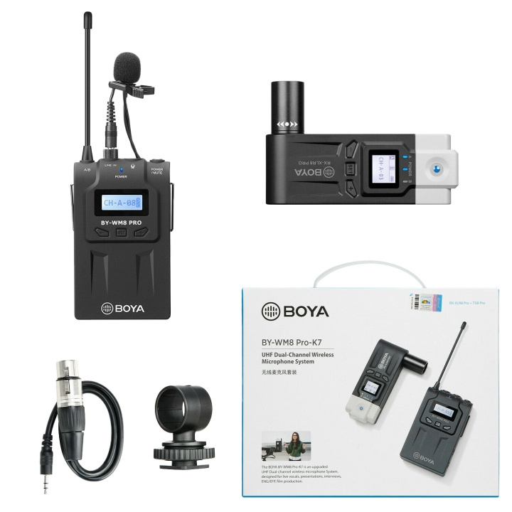 BOYA Wireless Mic, UHF Dual-Channel Wireless Microphone System i gruppen HEMELEKTRONIK / Ljud & Bild / Handhållna mikrofoner hos TP E-commerce Nordic AB (C13974)