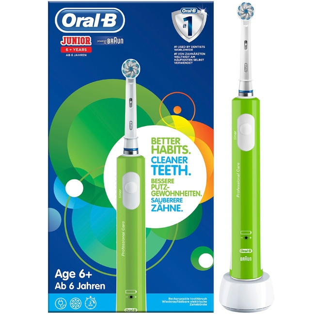 Oral B Eltandborste Junior Green SUT i gruppen SKÖNHET & HÄLSA / Munvård / Eltandborstar hos TP E-commerce Nordic AB (C14106)