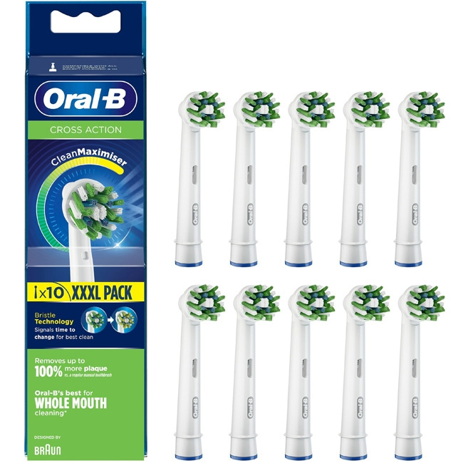 Oral B Borsthuvud CrossAction 10st i gruppen SKÖNHET & HÄLSA / Munvård / Borsthuvuden & Tillbehör hos TP E-commerce Nordic AB (C14119)